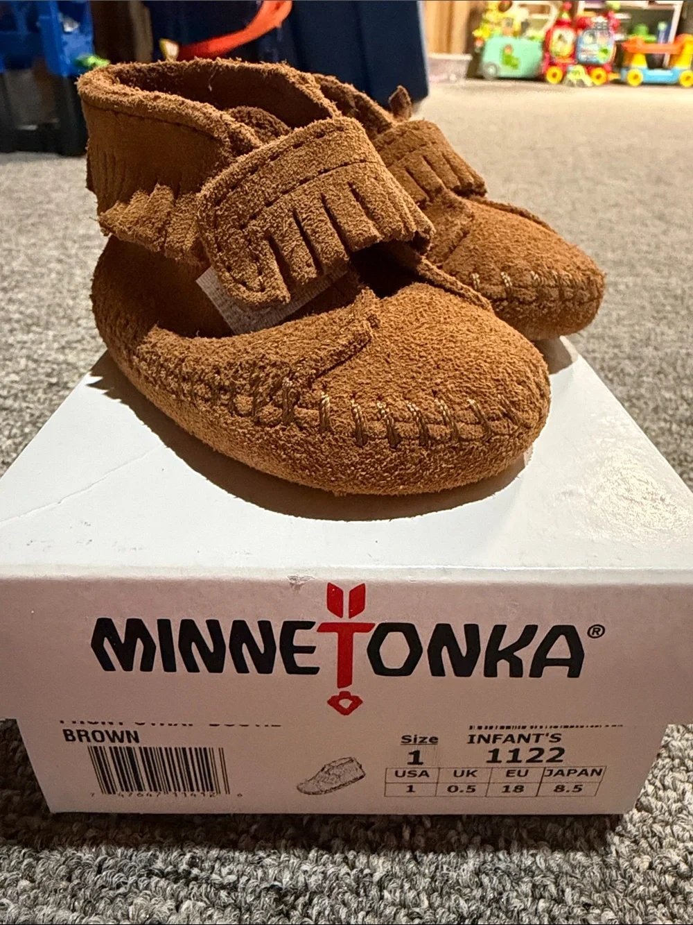Minnetonka Brown Suede Fringe Infant Moccasins